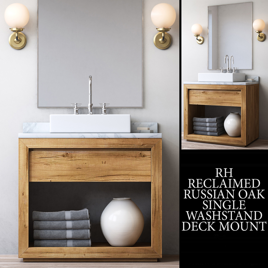 RECLAIMED RUSSIAN OAK SINGLE WASHSTAND - DECK MOUNT